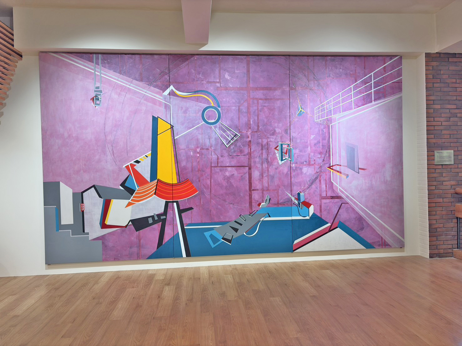 3樓藝閣-大型畫作夢想起飛+作品說明牌